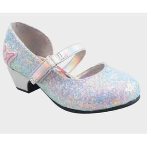 Disney Toddler Girls' Silver Glittery Disney Princess Ballet Flats Size 6